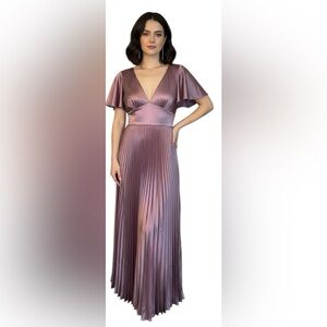 Elegant Mauve Satin Evening Gown